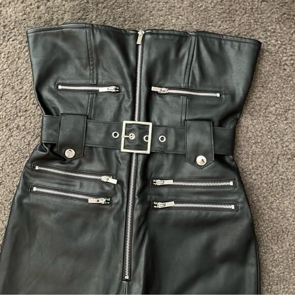 WEWOREWHAT Vegan Black Leather Moto Overalls - Picture 10 of 10